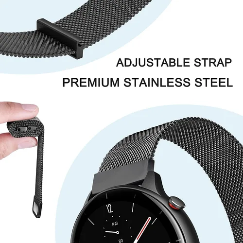 Miniatura 3 de Bandas de metal para Garmin Vivoactive 4/Venu 2 3 4 1.772 in/Forerunner 570 (1.850 in)/255/265/965 955, correa de metal de 0.866 pulgadas para Negro