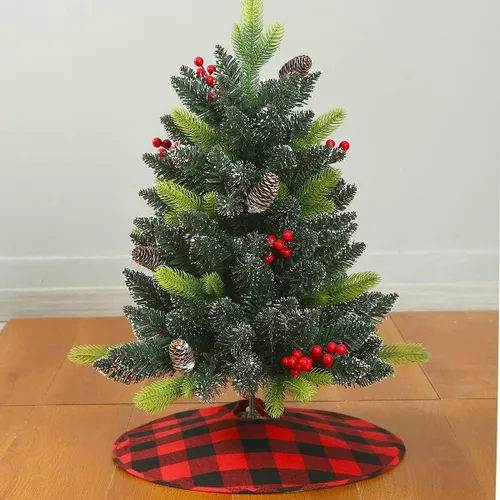 Miniatura 12 de Sattiyrch Falda pequeña para árbol de Navidad de 18 pulgadas, falda de árbol de Navidad rosa de piel sintética para mesa pequeña