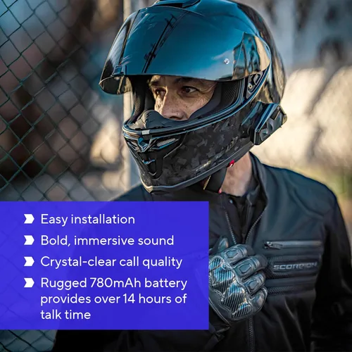 Miniatura 6 de EXOCOM LINK-1C Sistema de Comunicación y Comunicación de Casco de Motocicleta - Altavoces HD delgados de 40mm con intercomunicador Bluetooth +