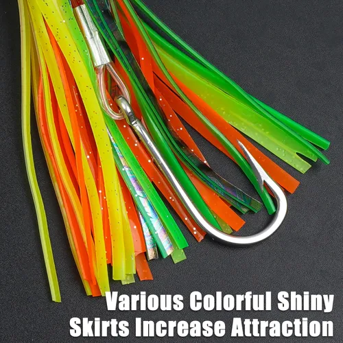 Miniatura 4 de Señuelos de arrastre de agua salada, señuelos de pesca de 6/9 pulgadas en alta mar para atún Marlin Mahi Wahoo Cebo de pesca en mar profundo, Mezcla