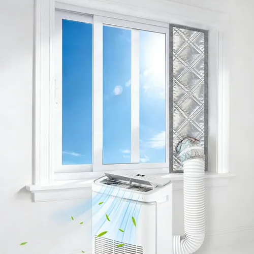 Miniatura 8 de Kit de ventana de aire acondicionado portátil resistente de 40 pulgadas, protector térmico de papel de aluminio reflectante, 100% opaco e