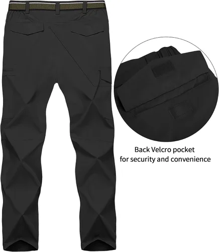 Miniatura 19 de Pantalones de senderismo para hombre, ligeros, transpirables, con 6 bolsillos, para verano, casual, de secado rápido, impermeables, pantalones