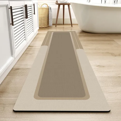 Miniatura 20 de MontVoo -Alfombra de baño, antideslizante, súper absorbente, resistente a las manchas, de secado rápido, delgada, para baño, suelo, bañera, tocador