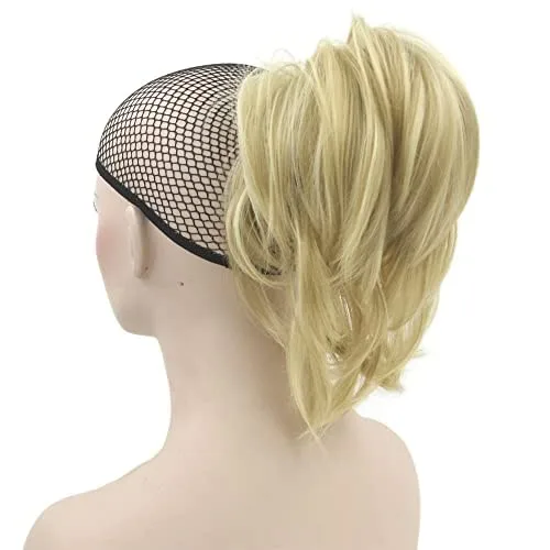Miniatura 7 de IMISSU Extensiones de cabello sintético rizado y flexible para cola de caballo (rubio 613)