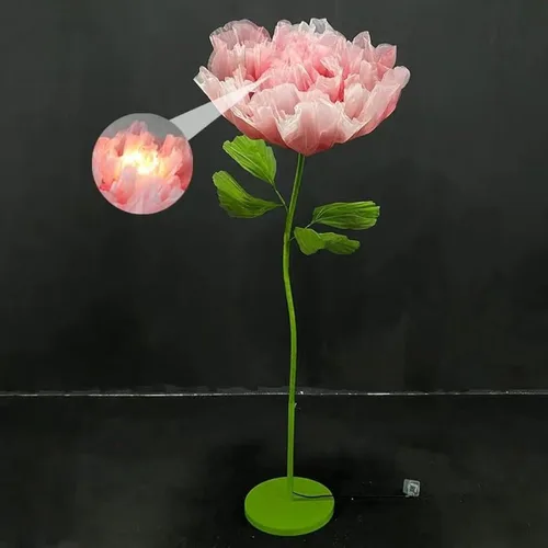 Miniatura 8 de Decoración de Flores Gigantes con Luz, 6.56 Pies Organza Floral Eléctrica Grande de Apertura Automática con Luz Parpadeante para Boda Cumpleaños
