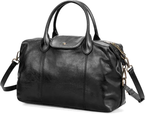 Miniatura 9 de befen Bolso de mano vintage de cuero genuino para mujer, bolso de mano con asa superior, bolso de cuero grande, bandolera de hombro