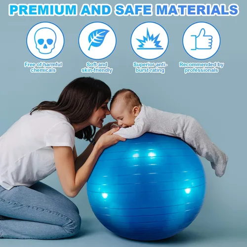 Miniatura 3 de Jexine Pelota de yoga, pelota de ejercicio de PVC, estabilidad, equilibrio, silla de bola de yoga, bomba rápida para entrenamiento físico, embarazo