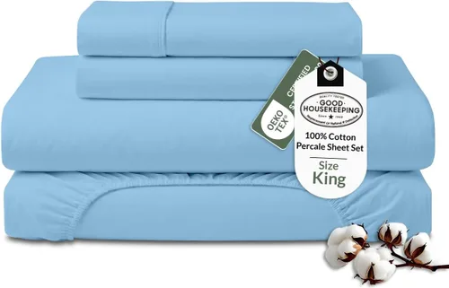 Miniatura 26 de ROYALE LINENS Juego de sábanas 100% algodón orgánico tamaño individual XL, tejido percal, juego de 3 piezas, 1 encimera, 1 sábana bajera de bolsillo