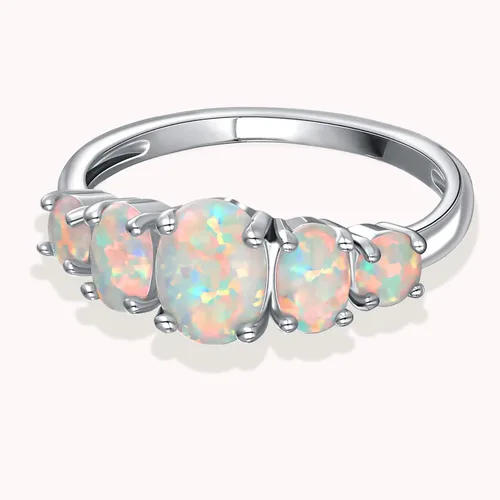 Miniatura 2 de Voluka - Anillos de ópalo blanco para mujer chapado en oro