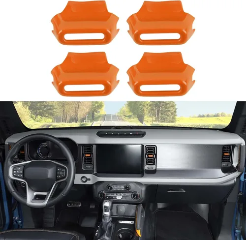 Miniatura 9 de Jimen Compatible con Ford Bronco 2021-2023, 4 piezas de cubierta de botón de ajuste de ventilación de aire de consola central (azul)