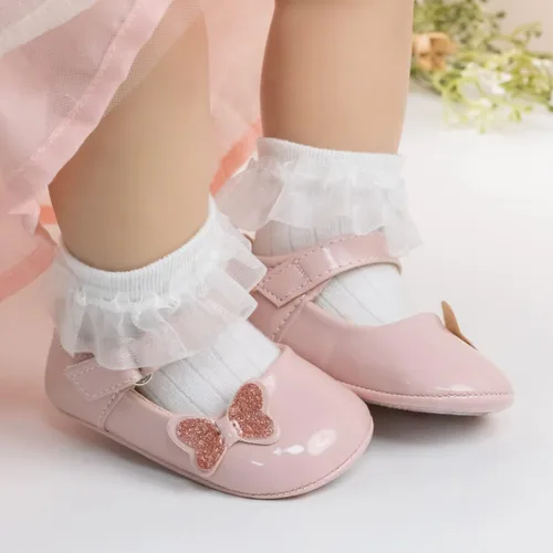 Miniatura 2 de Meckior Zapatos deportivos para bebé y niñas, suela suave, con lazo, princesa, vestido de boda, Mary Jane, planos, para recién nacidos, ligeros