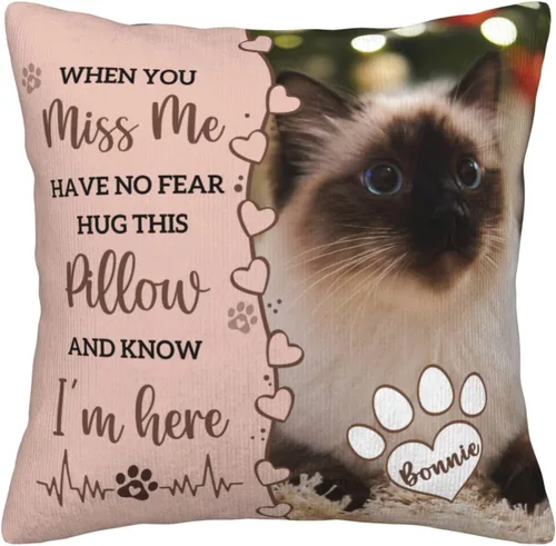 Miniatura 13 de Almohada Decorativa Conmemorativa Personalizada para Mascotas con Foto, Regalo de Condolencias por Pérdida de Perro/Gato, Regalos de Recuerdo