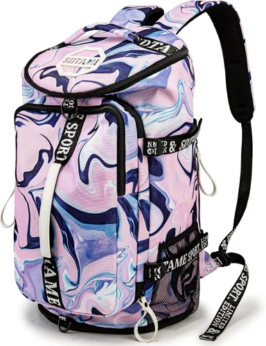 Mochila de lona con compartimento para zapatos para 4 vías impermeable viaje deporte senderismo portátil, Púrpura, Mochilas de lona