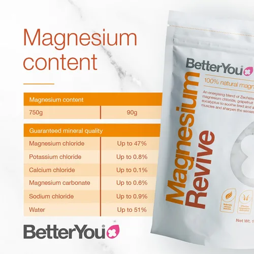 Miniatura 2 de BetterYou Magnesium Revive Bath Flakes - Sales de baño con magnesio - Pomelo energizante y eucalipto - Calmante muscular y salud de la piel - 1.6