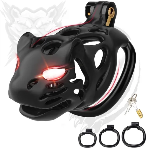 Miniatura 10 de Jaula de castidad, dispositivo de castidad masculina invisible ligero con 3 anillos activos, jaula grande para pene impresa en 3D, juguetes sexuales