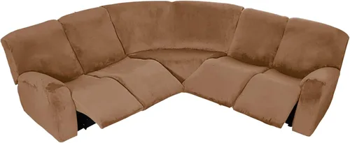 Funda elástica de terciopelo en forma de L para sofá esquinero, 7 piezas, fundas de sofá esquinero para sofá seccional, fundas de sofá reclinables