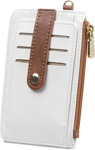 Miniatura 16 de SENDEFN Cartera delgada de piel con bloqueo RFID para tarjetas de crédito con bolsillo con cremallera