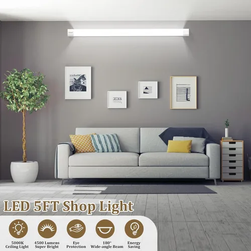 Miniatura 3 de Luz LED Enlazable para Tienda para Cochera Airand de 5 pies, con cable con enchufe, Luces LED para Armario 5000K para Debajo del Gabinete, Lámpara