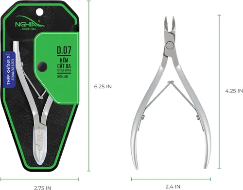 Miniatura 2 de NGHIA Alicate de cutículas D-07 JAW 12 Acero inoxidable Duradero y afilado Diseño ergonómico Chapado en gris Ideal para salones y uso