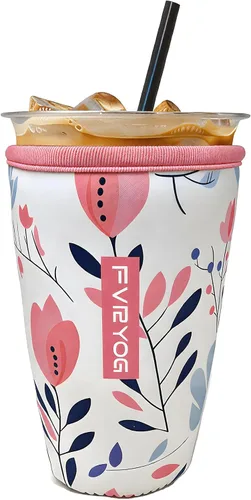 Miniatura 26 de Fundas de neopreno reutilizables aisladas para café helado, fundas para tazas de café helado, fundas para bebidas heladas y calientes