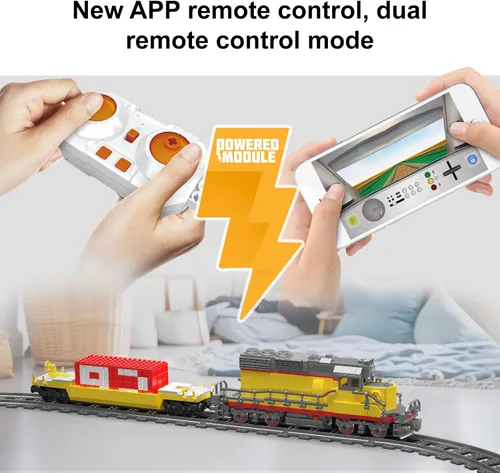 Miniatura 3 de Mould King 12027 MOC Technology EMD SD40-2 - Juego de bloques de construcción de trenes de locomotora diésel, con control remoto, 1170 piezas
