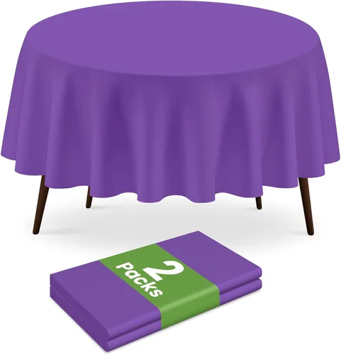 Miniatura 22 de Paquete de 2 manteles redondos desechables color azul oscuro, manteles de plástico para fiestas, 84 x 84 pulgadas, impermeable, para campamento