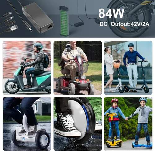 Miniatura 8 de Cargador de scooter eléctrico certificado SGS de 42 V 2 A, reemplazo universal con 7 enchufes, compatible con cargador GOTRAX/Jetson/Voyage
