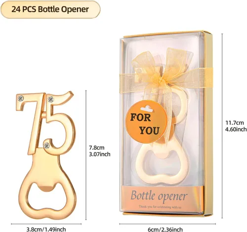 Miniatura 2 de 24 piezas/paquetes de 75 abridores de botellas para fiestas de cumpleaños de 75 años, decoraciones o recuerdos para invitados con cajas de regalo