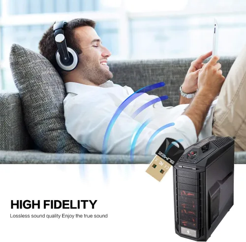 Miniatura 5 de Adaptador USB Bluetooth 5.0 dong, transmisor inalámbrico Bluetooth receptor para PC, portátil, computadora de escritorio, música estéreo, música