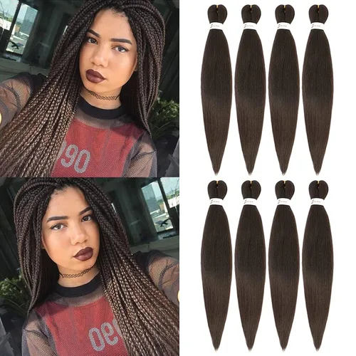 Miniatura 15 de Cabello trenzado preestirado de 18 pulgadas, 3 paquetes de cabello rubio miel preestirado, extensiones de cabello sintético profesional, sin