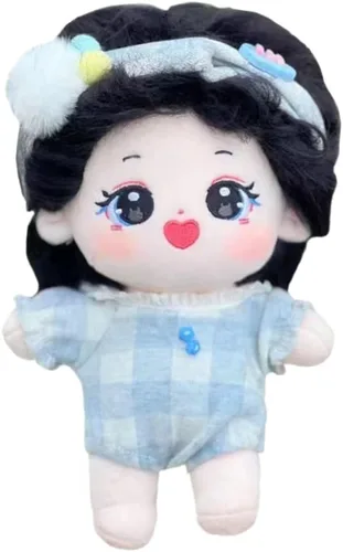 Miniatura 7 de niannyyhouse Muñeca de felpa de 7.9 in de pelo largo para niña, cuerpo de peluche humanoide sin atributo, 8 pulgadas, cuerpo normal, ropa de vestir