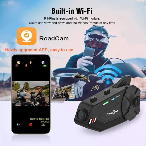 Miniatura 4 de FreedConn R1plus - Casco de motocicleta con Bluetooth e intercomunicador con cámara 1080P y radio FM 1000 M.