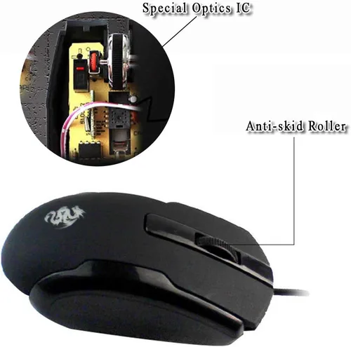 Miniatura 4 de WishLotus Logotipo de ratón para zurdos Grabado láser y proceso mate Resolución de 800 DPI Botón 3D Plug and Play Mini USB Ratón con cable adecuado