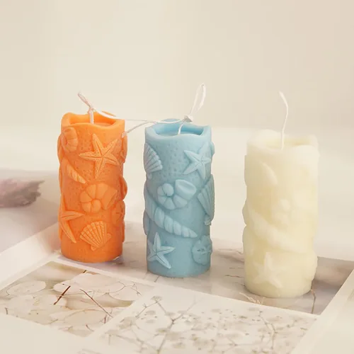 Miniatura 2 de Moldes de cilindro de concha de silicona para resina, jabón y fabricación de velas - Molde artesanal de estrella de mar, concha, mariscos y más
