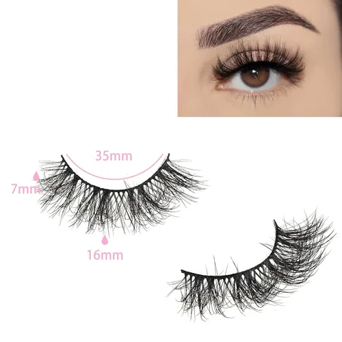 Miniatura 2 de FARRED - Pestañas postizas esponjosas naturales, paquete de pestañas cortas y finas, aspecto natural, ojo de gato, tiras de pestañas pequeñas