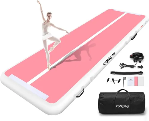 Miniatura 14 de Colchonetas hinchables de aire para gimnasia de 10, 13, 16 y 20 pies, pista de caída para niños, colchonetas de 4/8 pulgadas de grosor