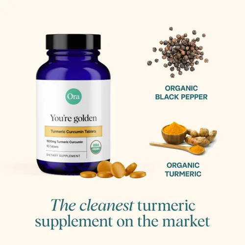 Miniatura 6 de Ora Organic Curcumina de cúrcuma con piperina, extractos puros para el estrés articular y la salud cardiovascular, apoya la función cognitiva