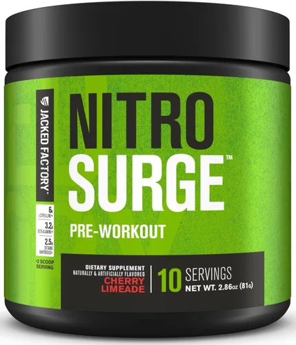 Miniatura 16 de Jacked Factory NITROSURGE Suplemento Pre Entrenamiento - Potenciador de Energía, Ganancias Instantáneas de Fuerza, Enfoque Claro y Bombeos Intensos