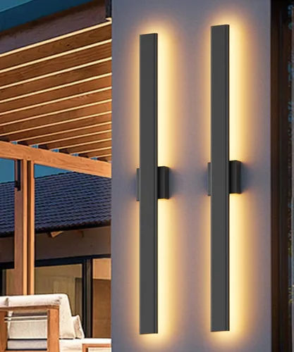 Miniatura 11 de Aipsun Aplique de pared negro para exteriores, 3000 K, 4000 K, 6000 K, 23.6 pulgadas, luz exterior moderna de 23.6 pulgadas, 1 paquete, luz de pared