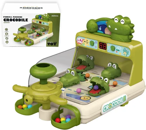 Miniatura 7 de Juego de Pinball de Dinosaurio y Cocodrilo, Juego de Mesa Interactivo Electrónico para Niños, Juegos de Mesa para Niños Pequeños de 3 a 5 Años