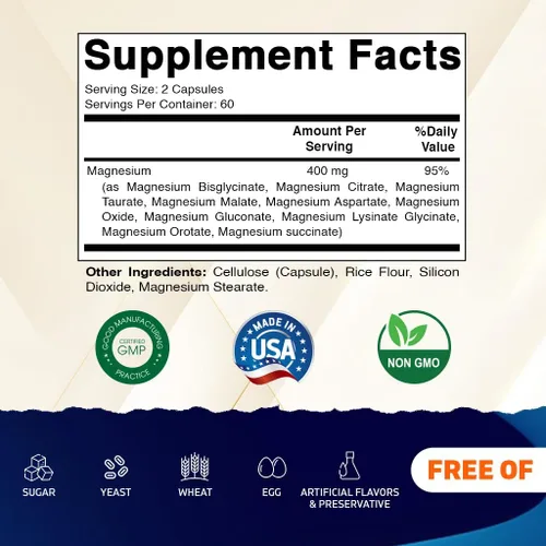 Miniatura 2 de Vitamatic Complejo de magnesio, 400 mg de MG elemental