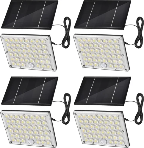 Miniatura 9 de Pack de 2 luces solares con 184 LED para exteriores, con sensor de movimiento, luces solares de pared impermeables al aire libre con 3 modos