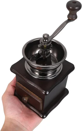 Miniatura 6 de Generic Molinillo de café manual vintage, molinillo portátil de grano de café para café expreso turco, ideal para camping y hogar, marrón oscuro