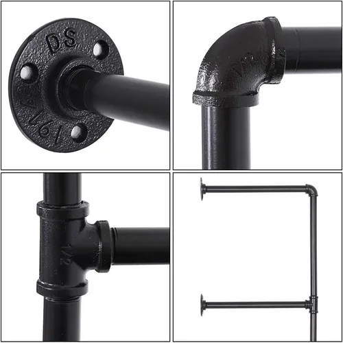 Miniatura 4 de LIANTRAL Estante industrial de tubo de hierro para montaje en pared, estantería abierta de bricolaje, estantes de almacenamiento retro, soporte