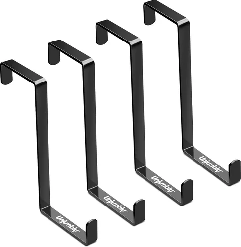 Gancho para colgar sobre la puerta, paquete de 4 ganchos de metal resistente para colgar ropa, toallas, abrigos y más (negro)