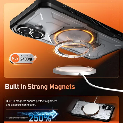 Miniatura 3 de Funda Poetic Spartan con soporte de anillo para iPhone 17, [Botón de control de cámara][Compatible con Magsafe], funda protectora de cuerpo