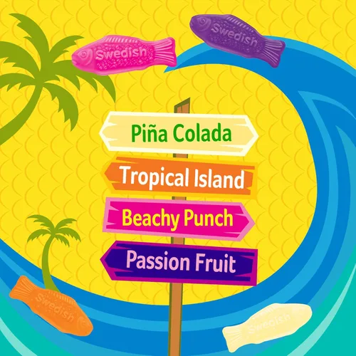 Miniatura 6 de SWEDISH FISH Mini caramelo tropical suave y masticable, caramelo a granel, bolsas de 12 - 8 onzas