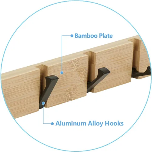 Miniatura 3 de JSVER Perchero de pared para colgar abrigos, ganchos para colgar en la pared con 3 ganchos retráctiles estándar, perchero que ahorra espacio