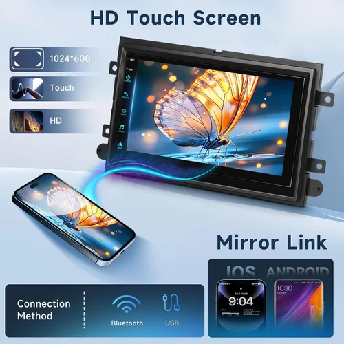 Miniatura 9 de 4 núcleos+64G Android 15 Radio de coche estéreo para Ford F150 F250 F350 2004-2014, pantalla táctil de 7 pulgadas estéreo de coche inalámbrico
