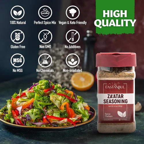 Miniatura 7 de Eastanbul Zaatar condimento, 6.3 onzas, Za'atar, especias Zaatar de especias de Oriente Medio, perfecto para mezclas de condimentos mediterráneos